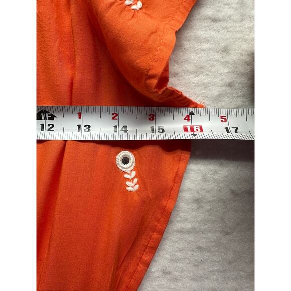 Adorable Summer Dress XS Orange White Embroidered Flowers Bling Fairy Old Navy - Picture 6 of 10
